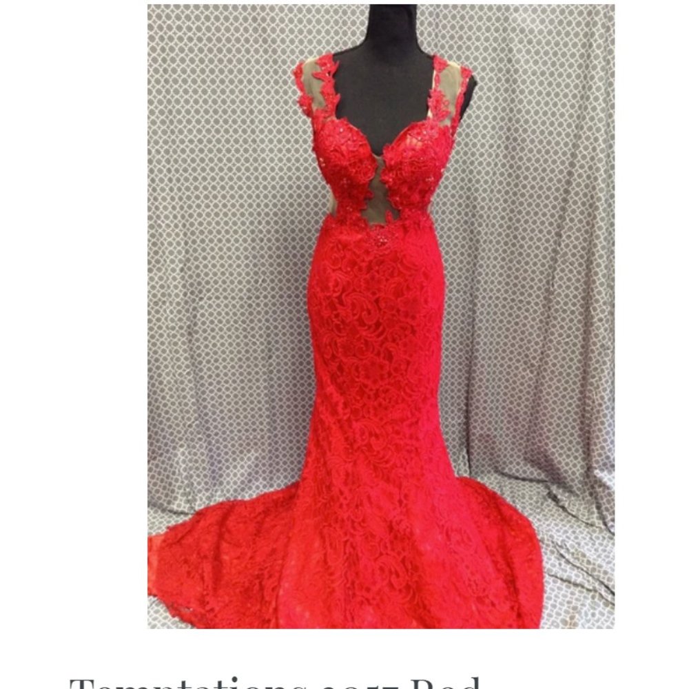 Beautiful and Elegant Red Lace Gown